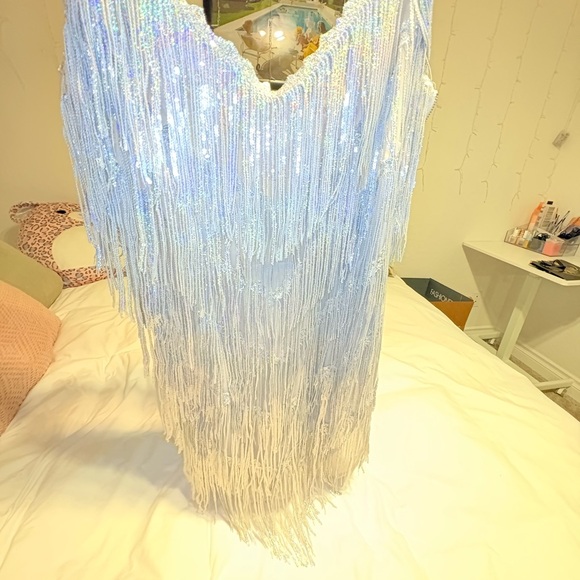 Amazing Lace Shimmering Silver Dress - Picture 9 of 9